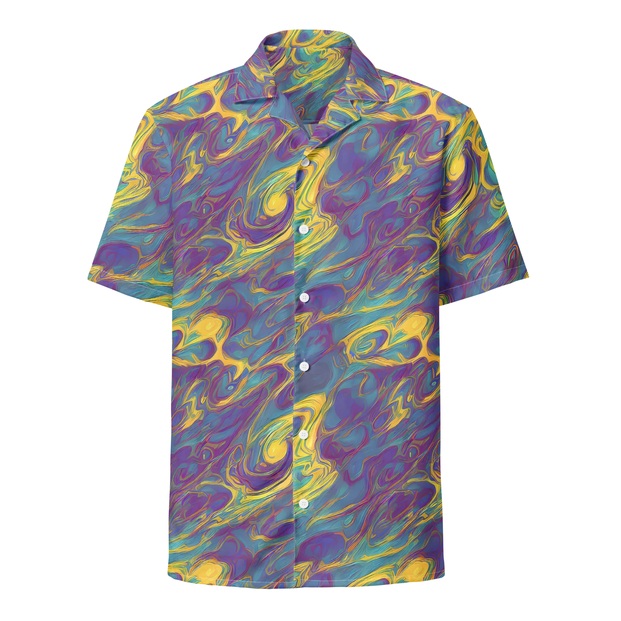 Golden Waveform on Button Shirt — Front