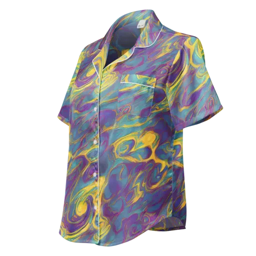 Golden Waveform on a Women's Short Sleeve Pajama Top