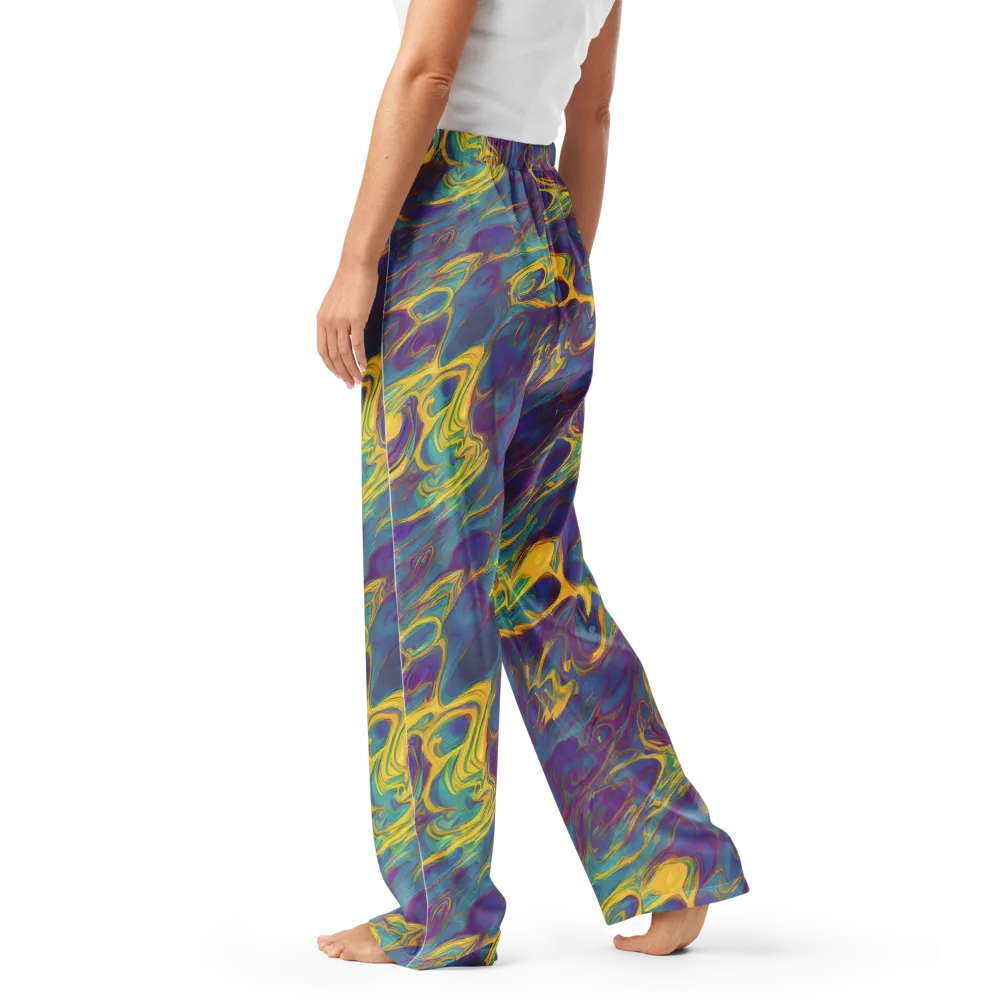 Golden Waveform on Women's Pajama Pants — Left