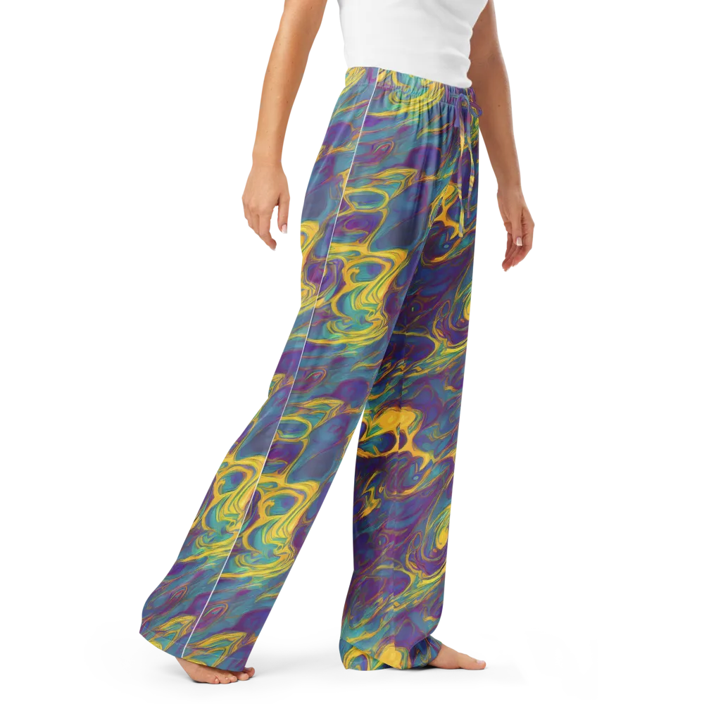 Golden Waveform on Women's Pajama Pants — Right Front