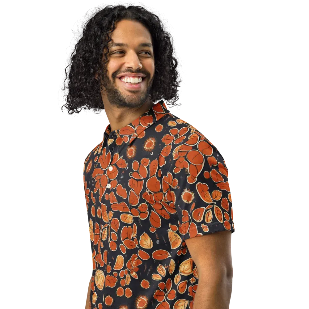 Ember Herbarium on Men's Slim Fit Polo Shirt — Left Front