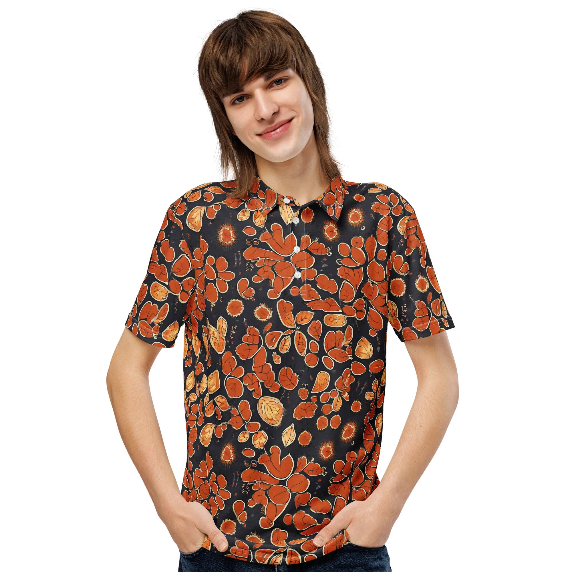 Ember Herbarium on Men's Slim Fit Polo Shirt — Front