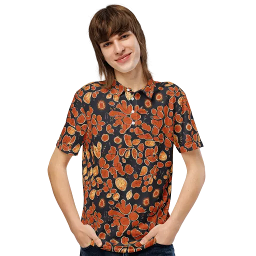 Ember Herbarium on a Men's Slim Fit Polo Shirt