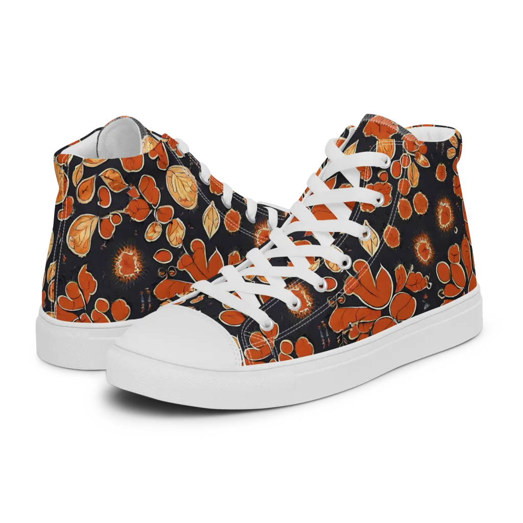 Ember Herbarium on Men's High Top Canvas Shoes — Left