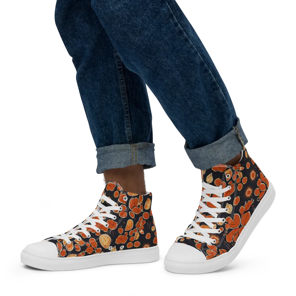 Ember Herbarium on Men's High Top Canvas Shoes — Left