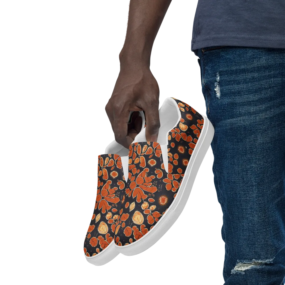Ember Herbarium on Men's Slip-On Canvas Shoes — Left Front