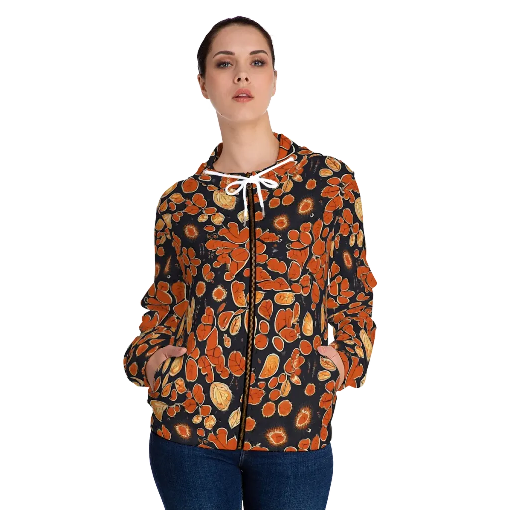 Ember Herbarium on Women's Full-Zip Hoodie — Front On Person