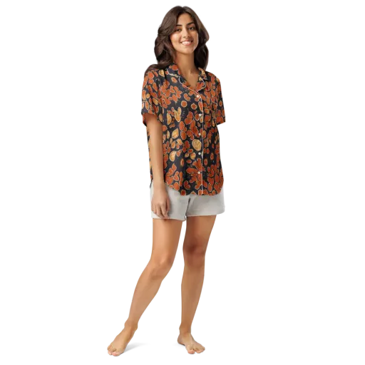 Ember Herbarium on a Women's Short Sleeve Pajama Top