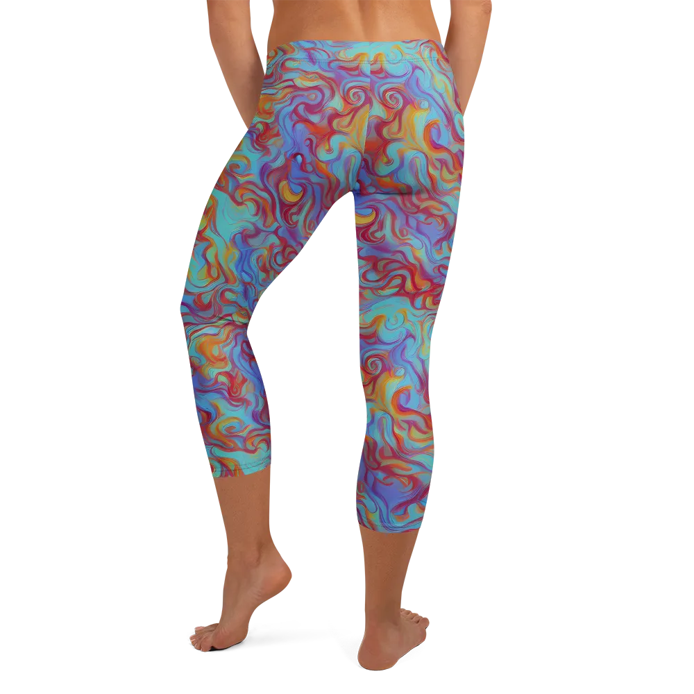 Aqua Rapture on Capri Leggings — Back