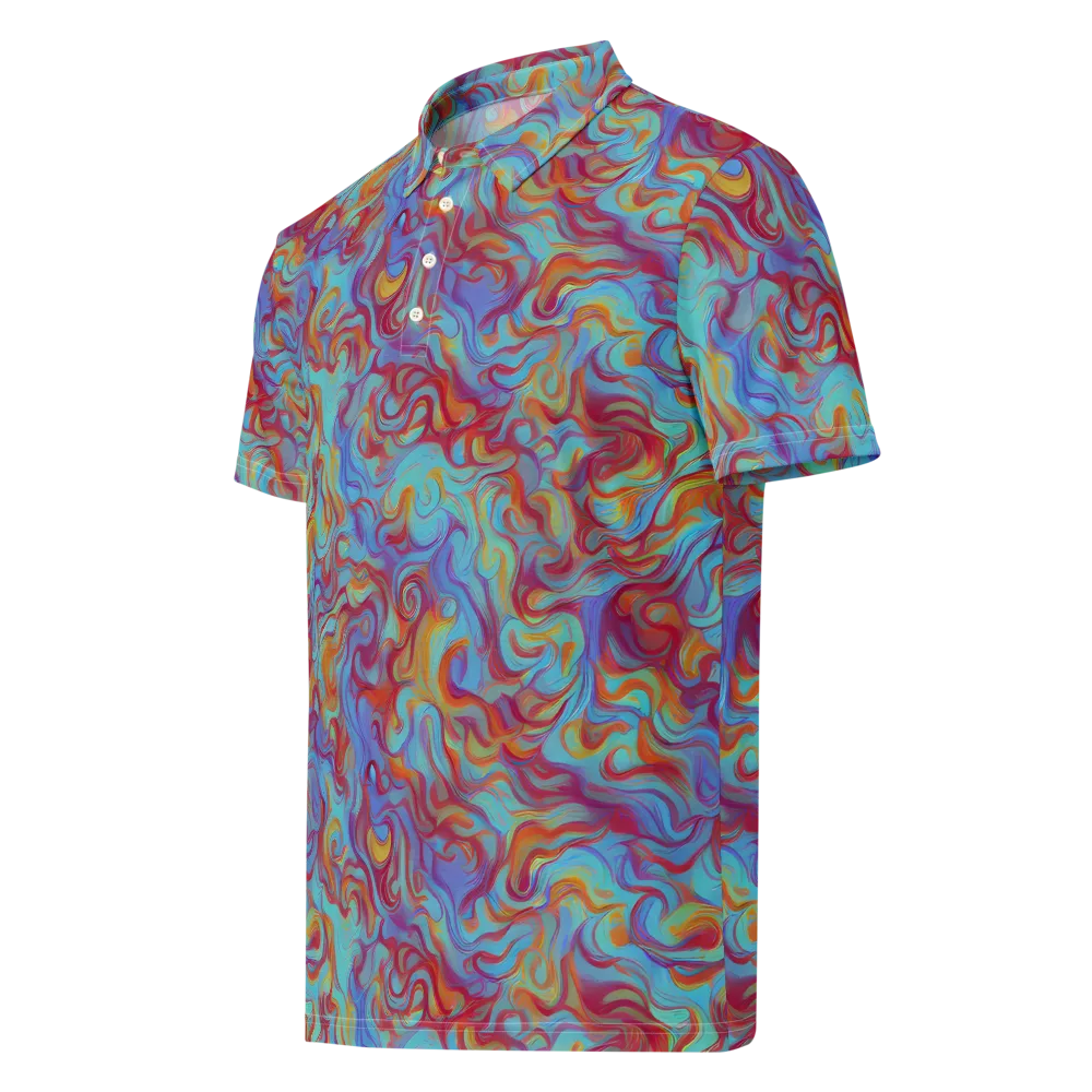 Aqua Rapture on Men's Slim Fit Polo Shirt — Left Front