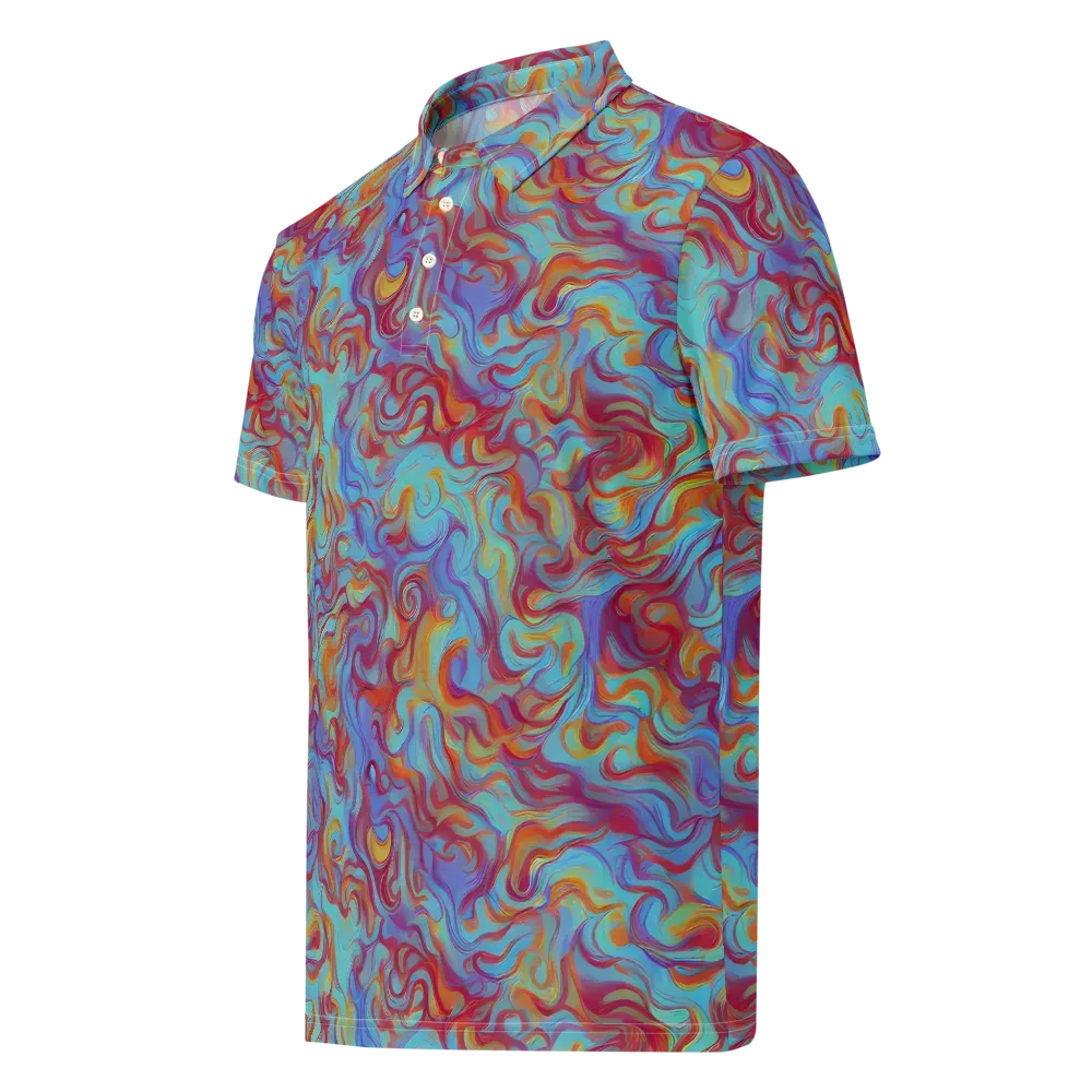 Aqua Rapture on Men's Slim Fit Polo Shirt — Left Front