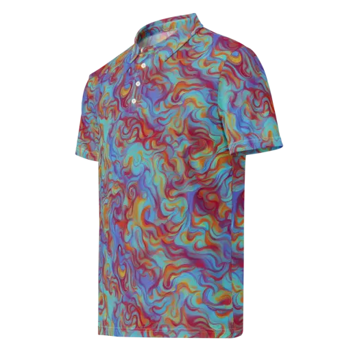 Aqua Rapture on a Men's Slim Fit Polo Shirt