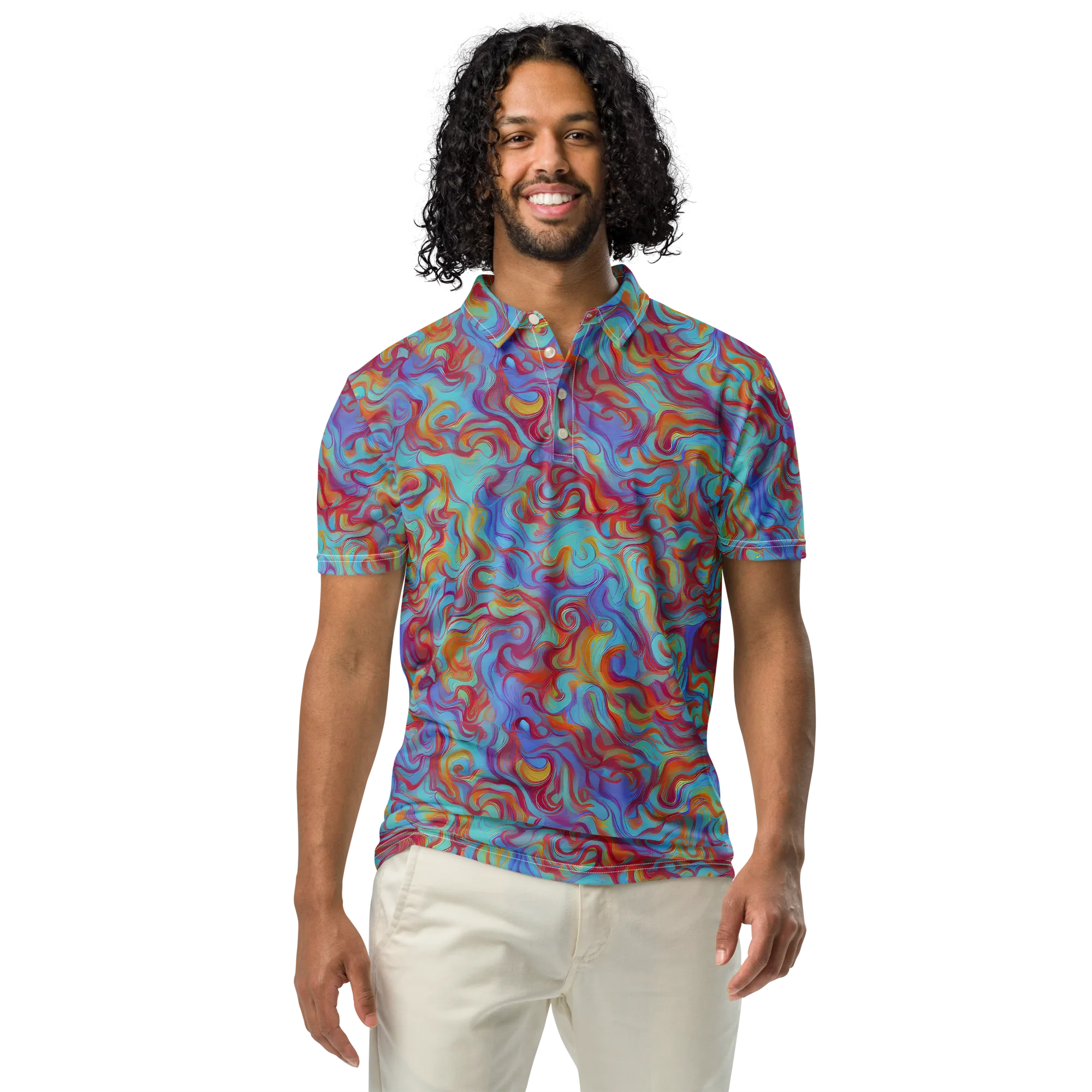 Aqua Rapture on Men's Slim Fit Polo Shirt — Front