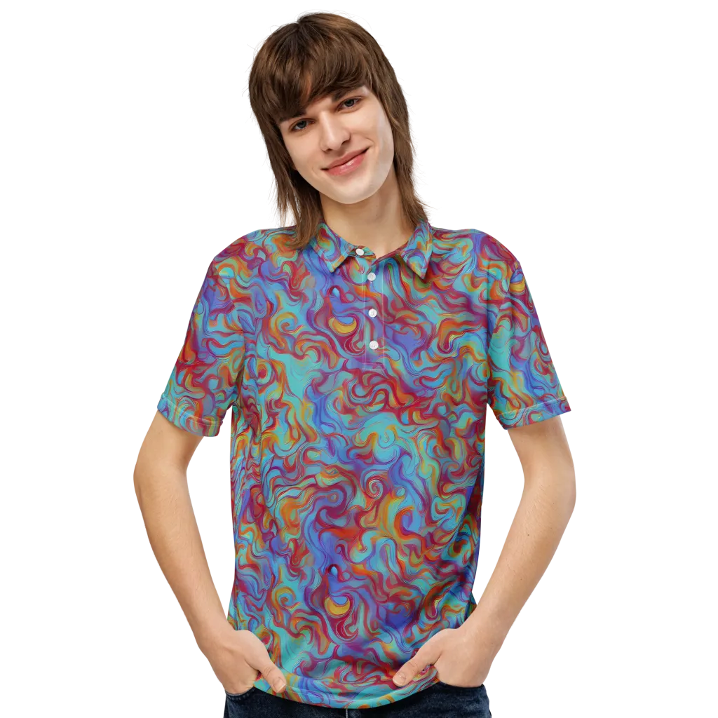 Aqua Rapture on Men's Slim Fit Polo Shirt — Front