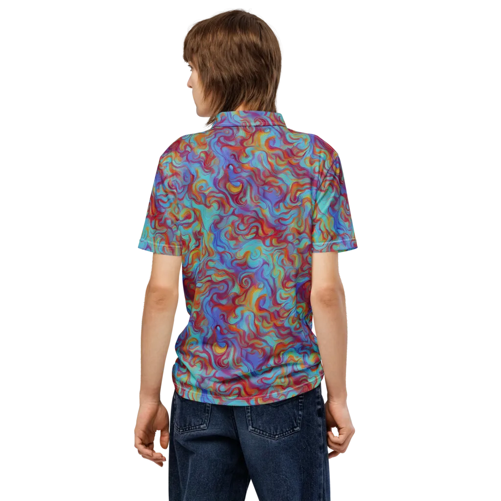 Aqua Rapture on Men's Slim Fit Polo Shirt — Back