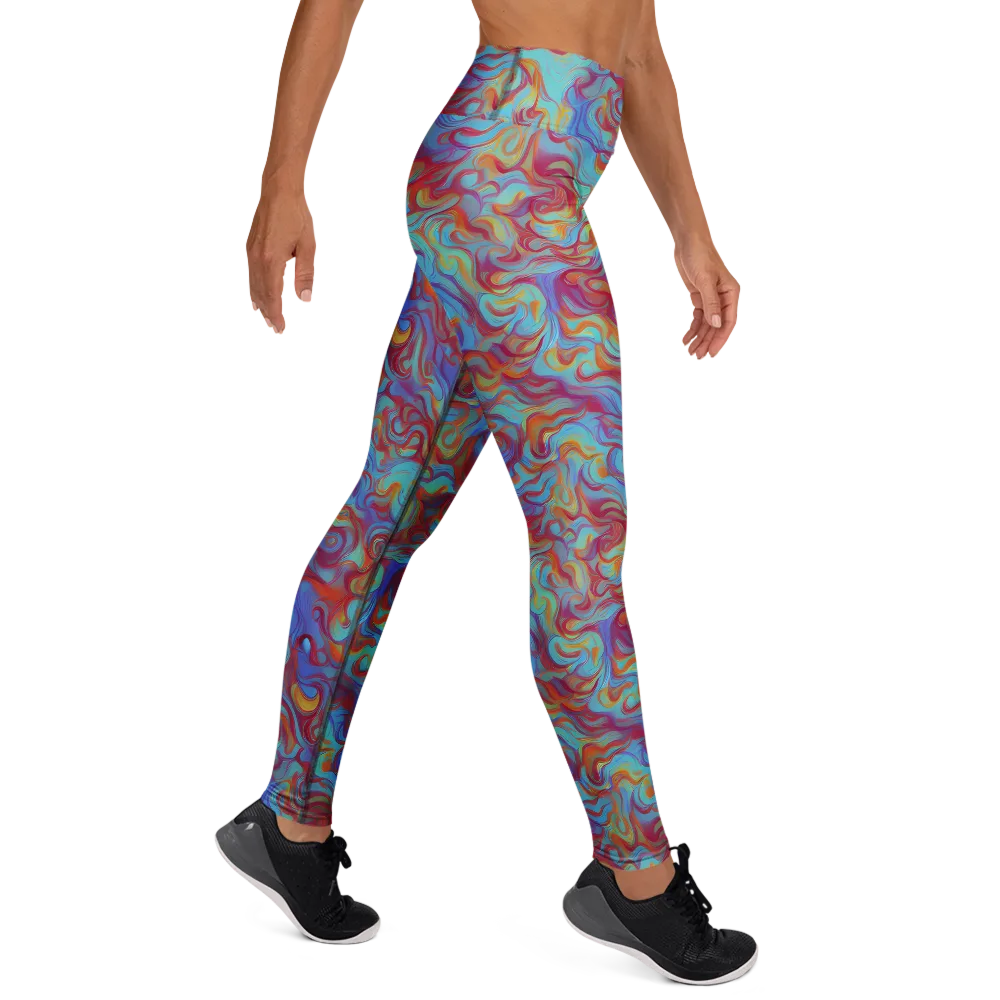 Aqua Rapture on Yoga Leggings — Right