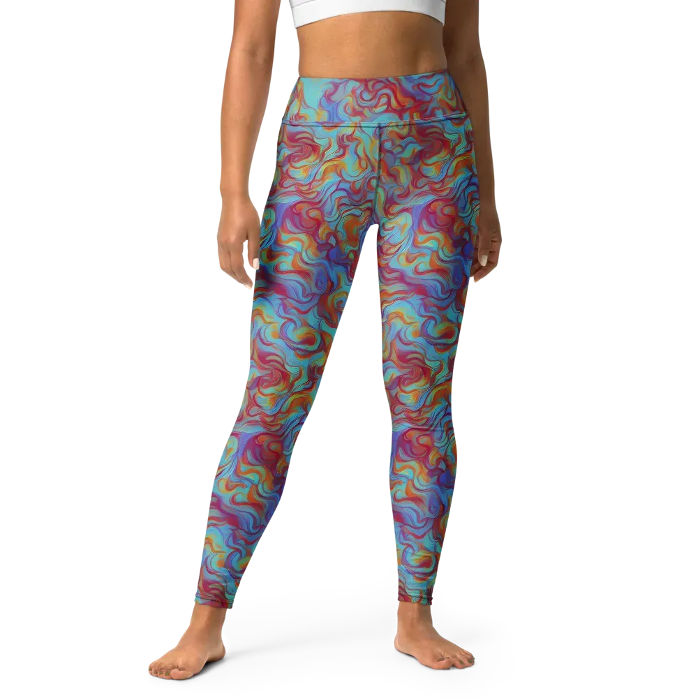 Aqua Rapture on Yoga Leggings — Front