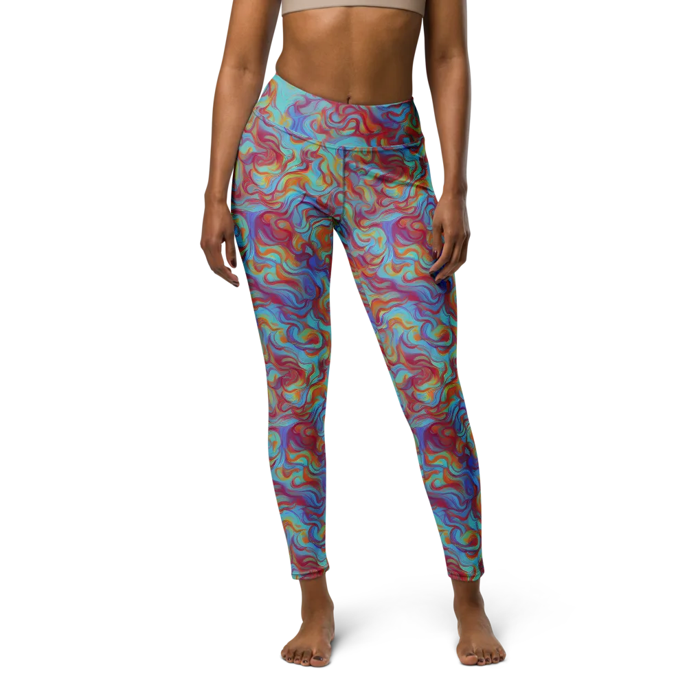 Aqua Rapture on Yoga Leggings — Front