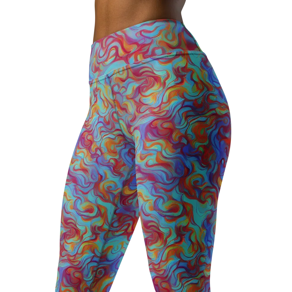 Aqua Rapture on Yoga Leggings — Left Front