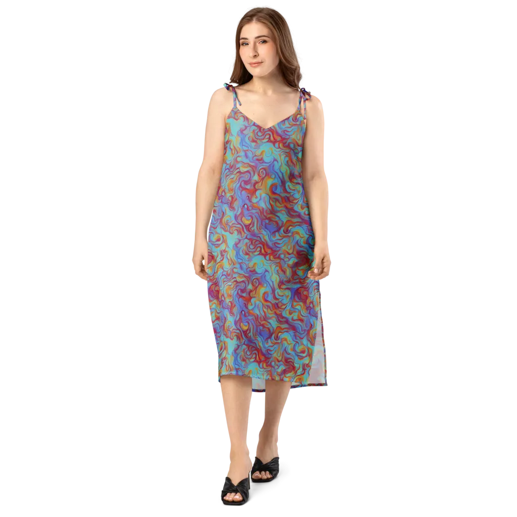 Aqua Rapture on Slip Dress — Front