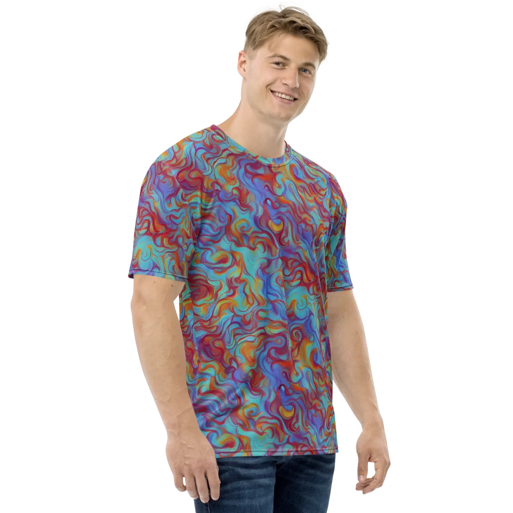 Aqua Rapture on Men's Crew Neck T-Shirt — Right