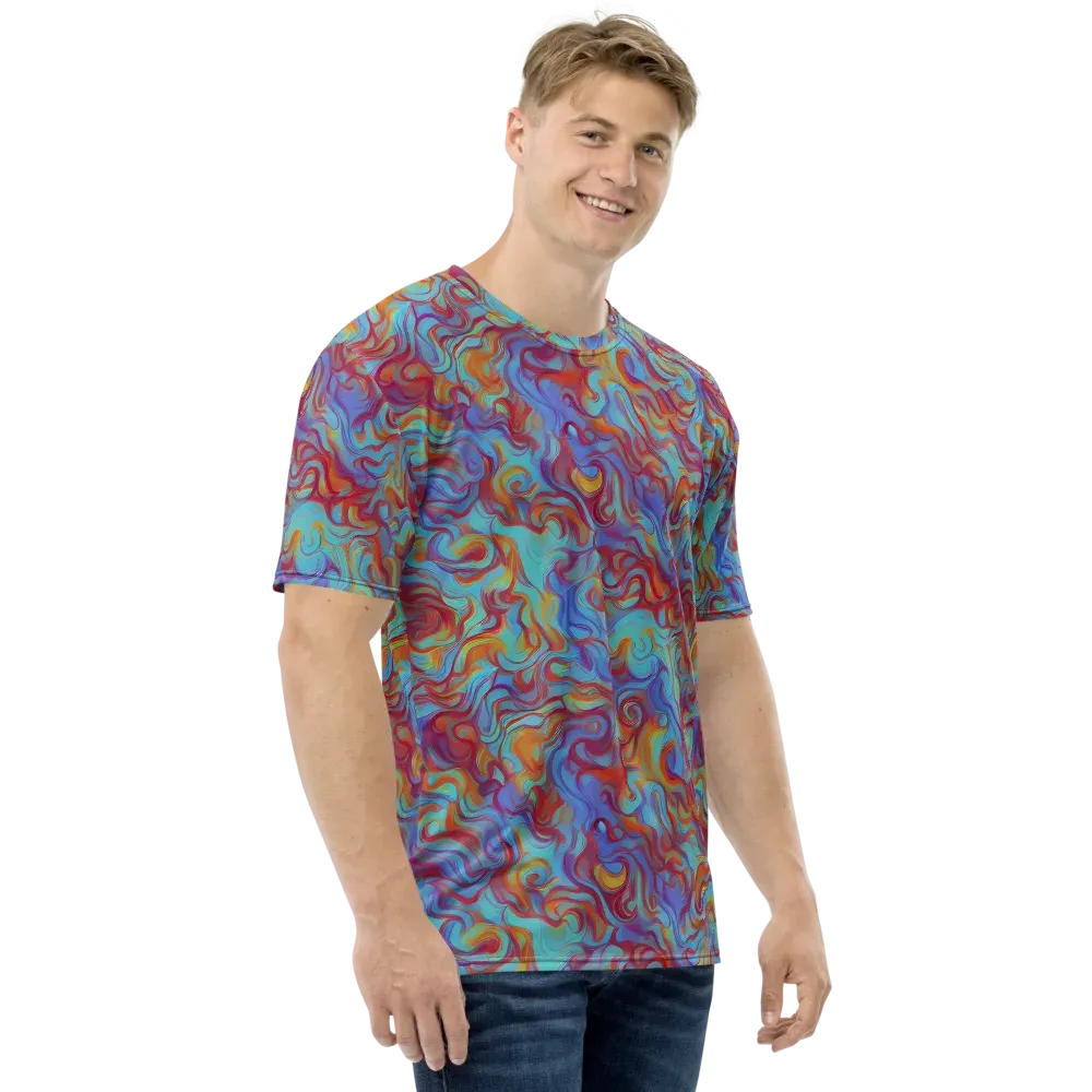Aqua Rapture on Men's Crew Neck T-Shirt — Right