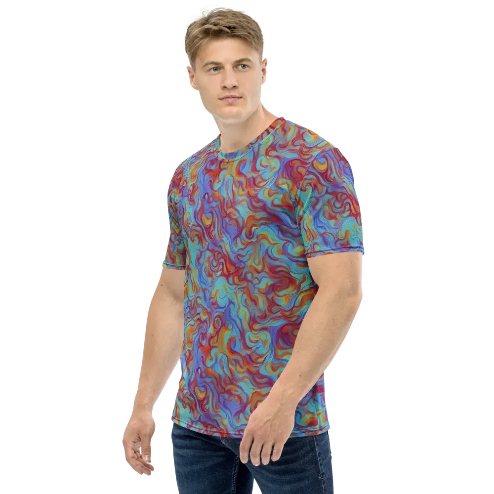 Aqua Rapture on Men's Crew Neck T-Shirt — Left