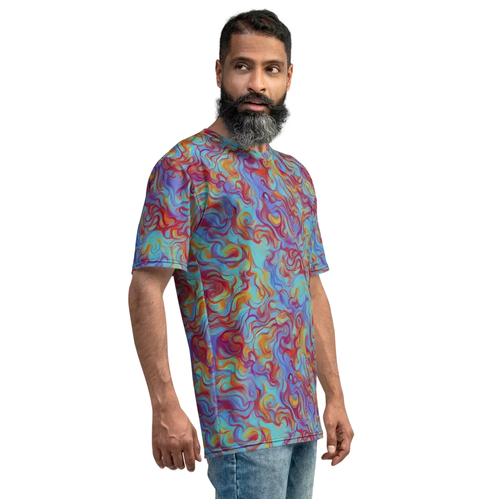 Aqua Rapture on Men's Crew Neck T-Shirt — Right