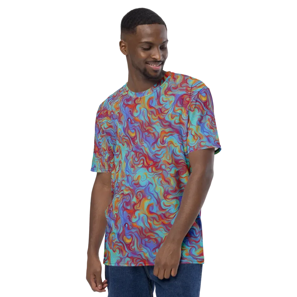 Aqua Rapture on Men's Crew Neck T-Shirt — Left