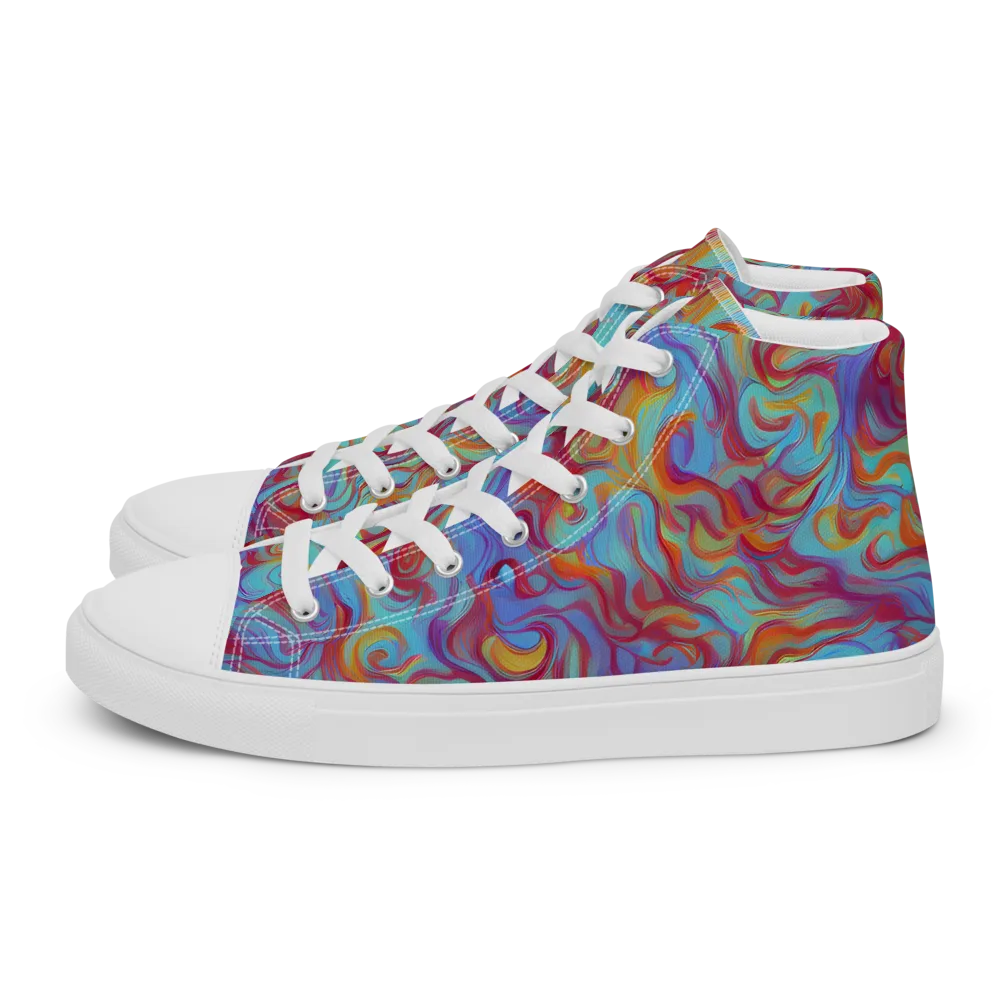 Aqua Rapture on Men's High Top Canvas Shoes — Left