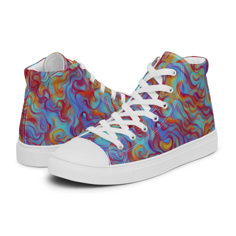 Aqua Rapture on Men's High Top Canvas Shoes — Left