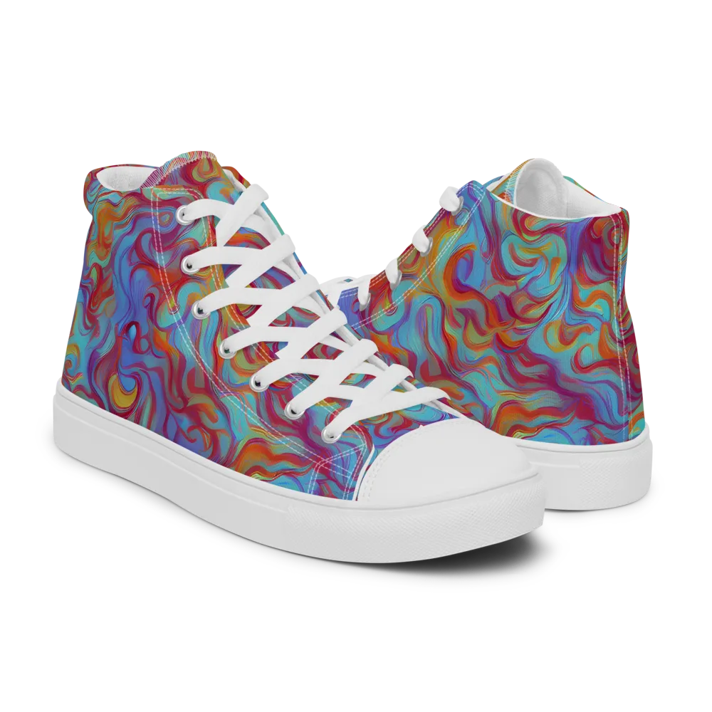 Aqua Rapture on Men's High Top Canvas Shoes — Right