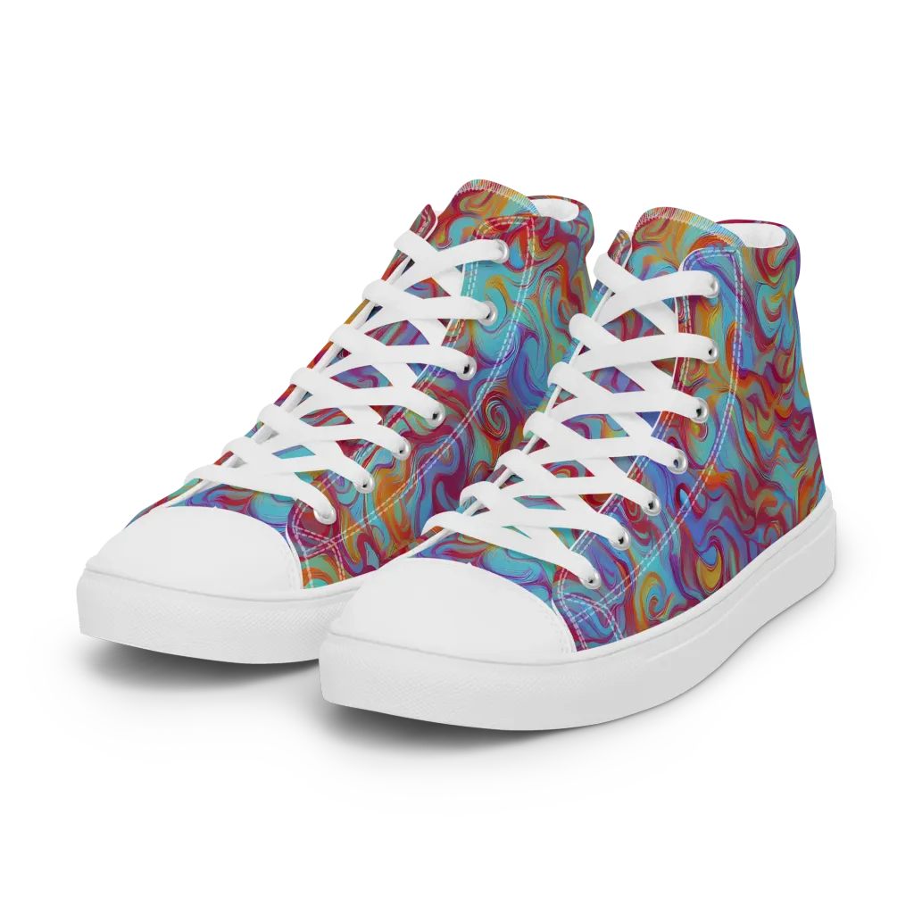 Aqua Rapture on Women's High Top Canvas Shoes — Left Front