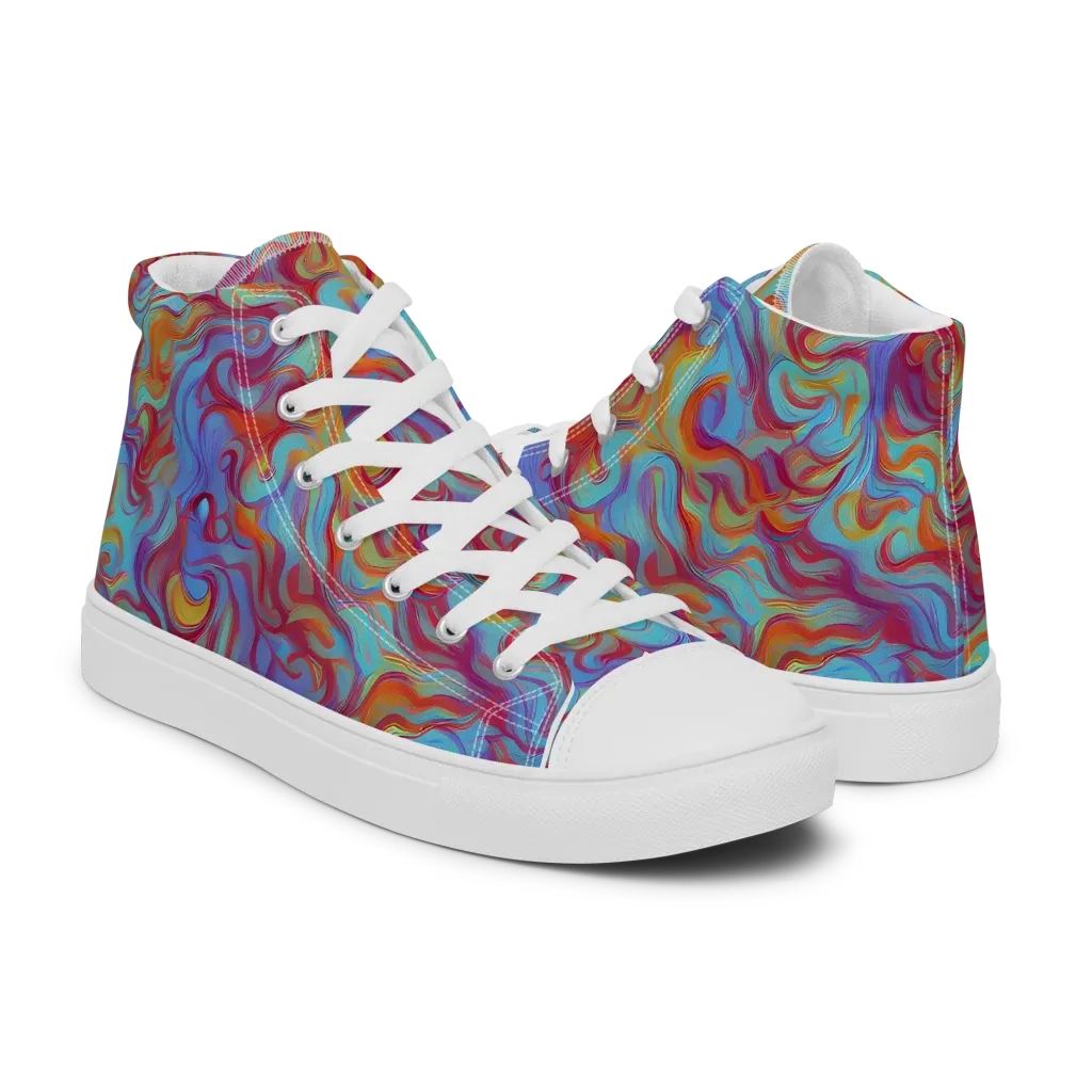 Aqua Rapture on Women's High Top Canvas Shoes — Right