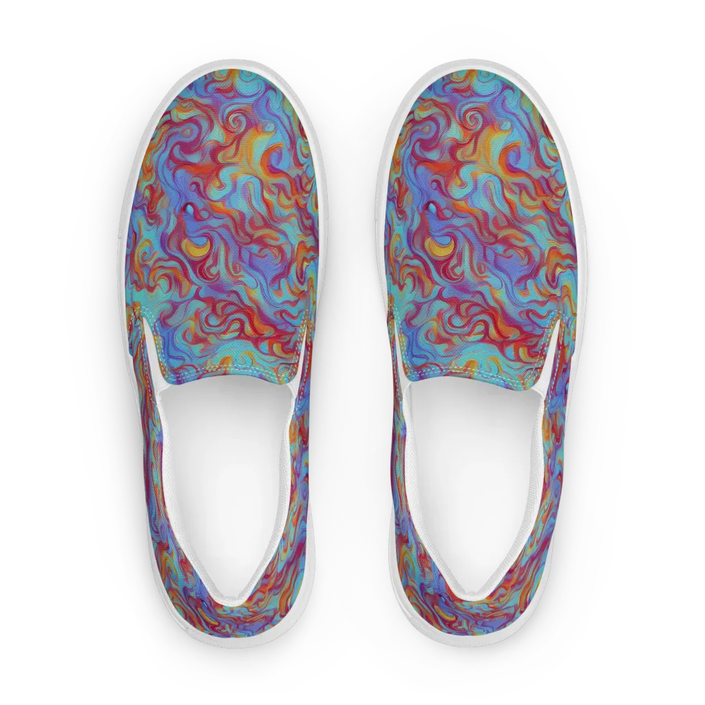 Aqua Rapture on Men's Slip-On Canvas Shoes — Front