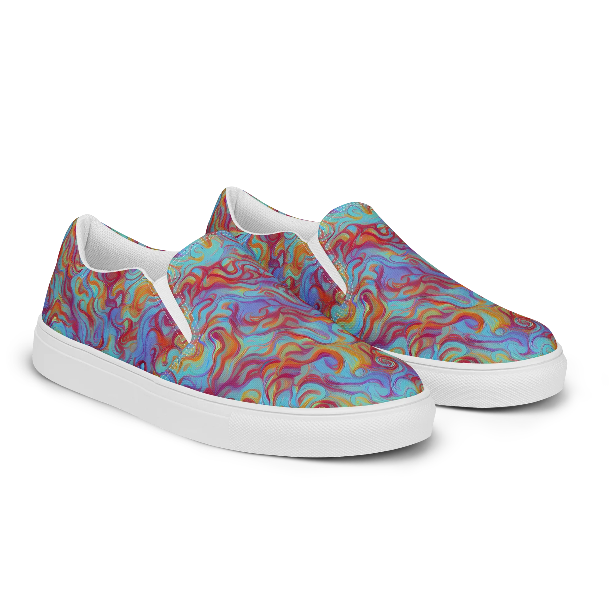 Aqua Rapture on Men's Slip-On Canvas Shoes — Right Front