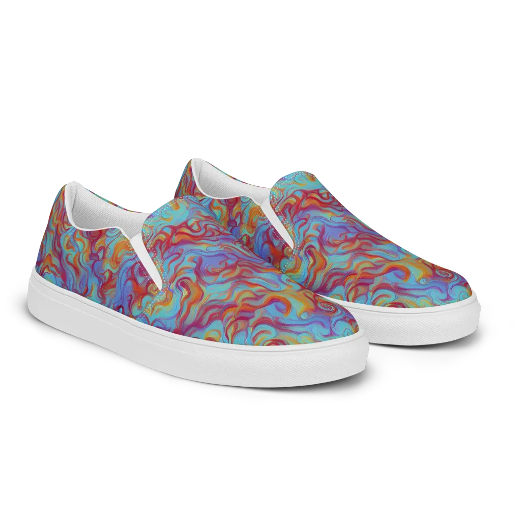 Aqua Rapture on Men's Slip-On Canvas Shoes — Right Front