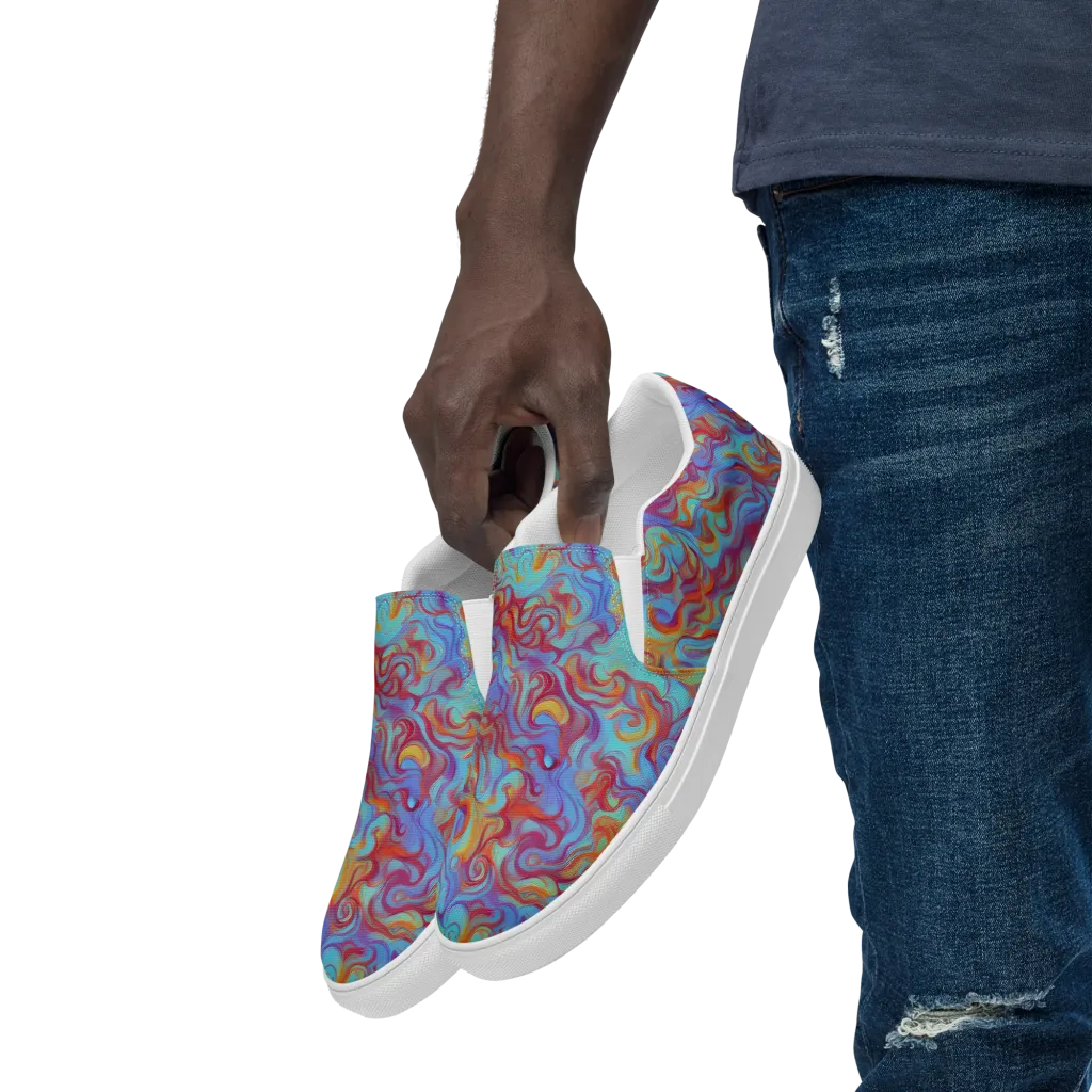 Aqua Rapture on Men's Slip-On Canvas Shoes — Left Front