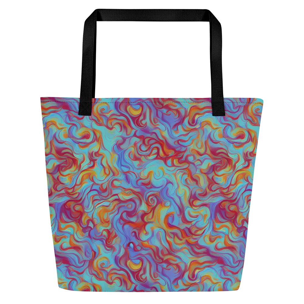 Aqua Rapture on Large Tote Bag W/ Pocket — Front