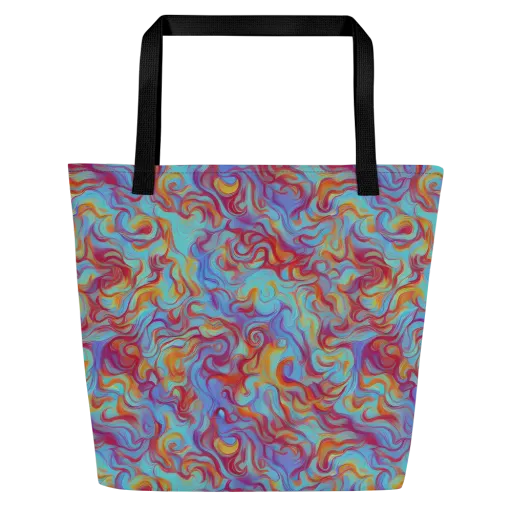 Aqua Rapture on a Large Tote Bag W/ Pocket