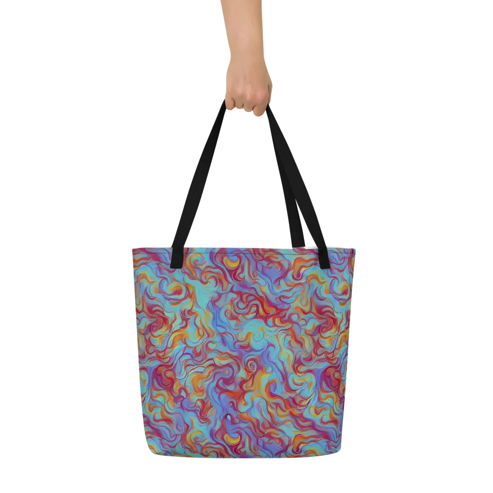 Aqua Rapture on Large Tote Bag W/ Pocket — Front
