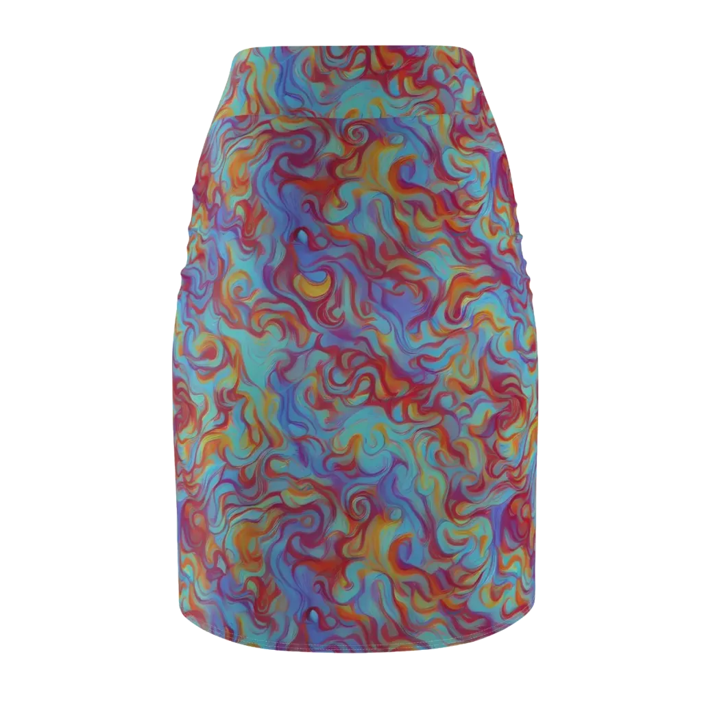 Aqua Rapture on Pencil Skirt — Back