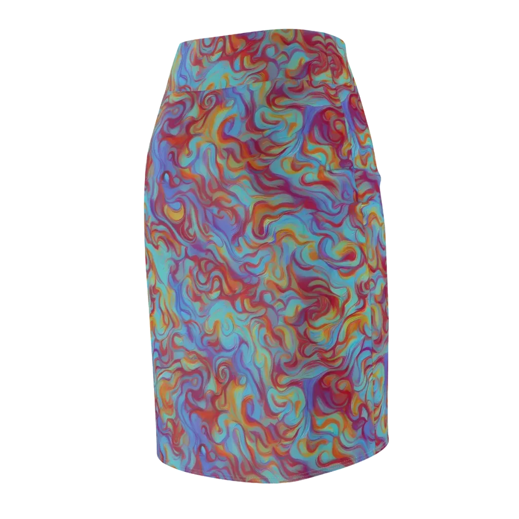 Aqua Rapture on Pencil Skirt — Back Side