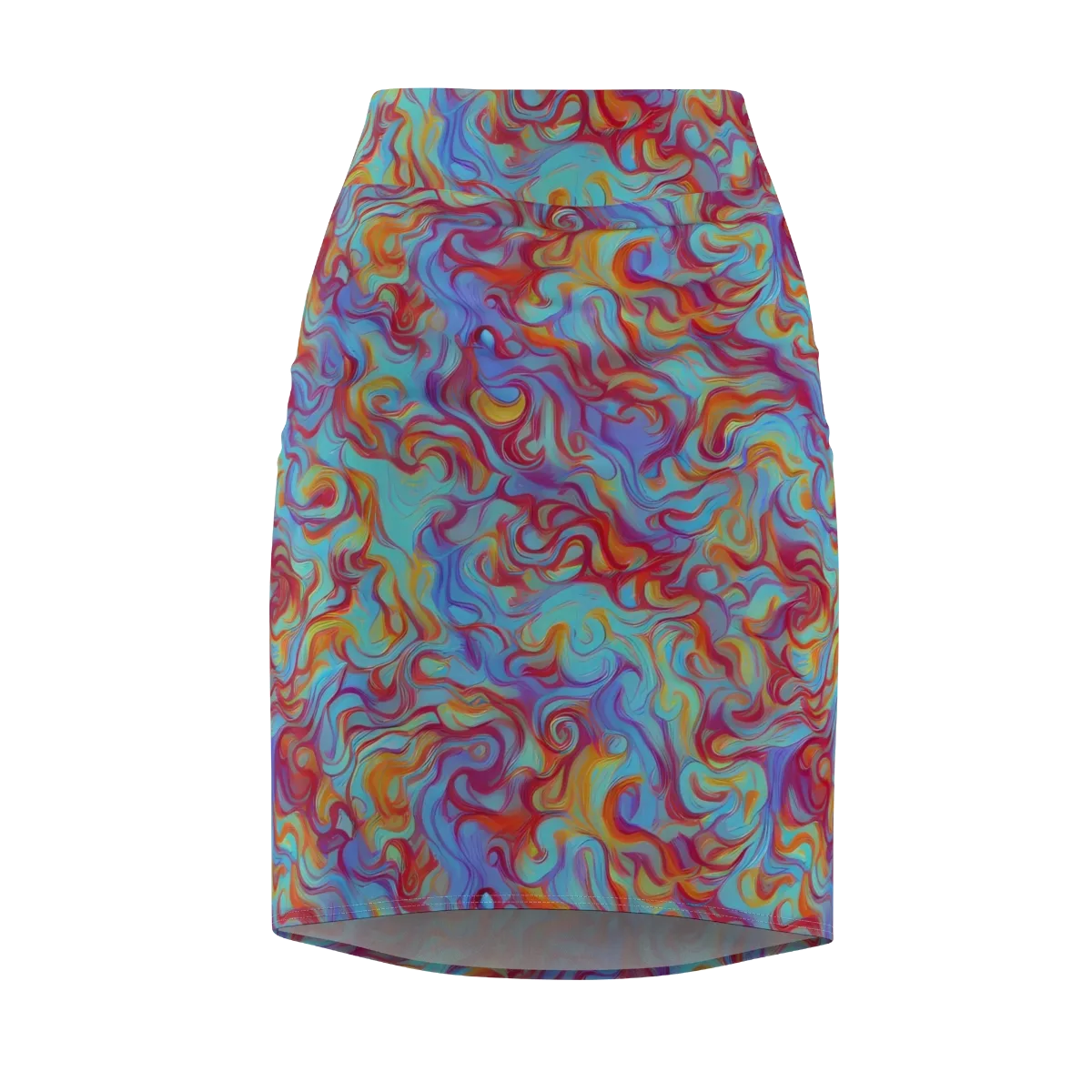 Aqua Rapture on Pencil Skirt — Front