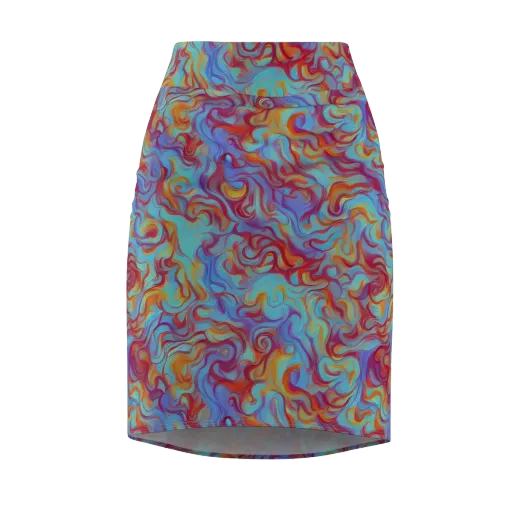 Aqua Rapture on a Pencil Skirt