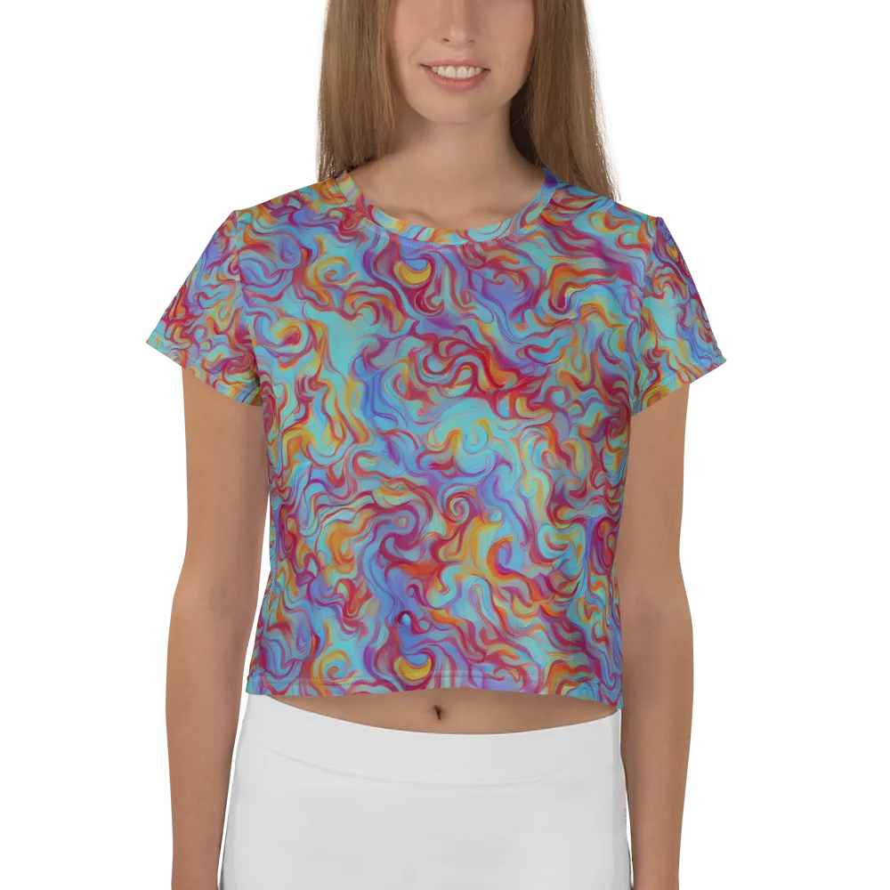 Aqua Rapture on Crop Tee — Front