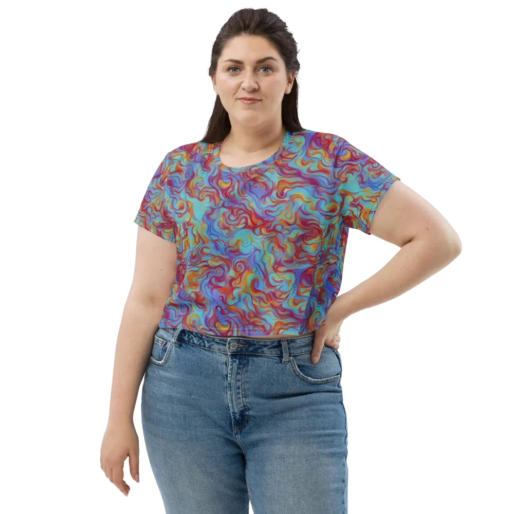 Aqua Rapture on Crop Tee — Front