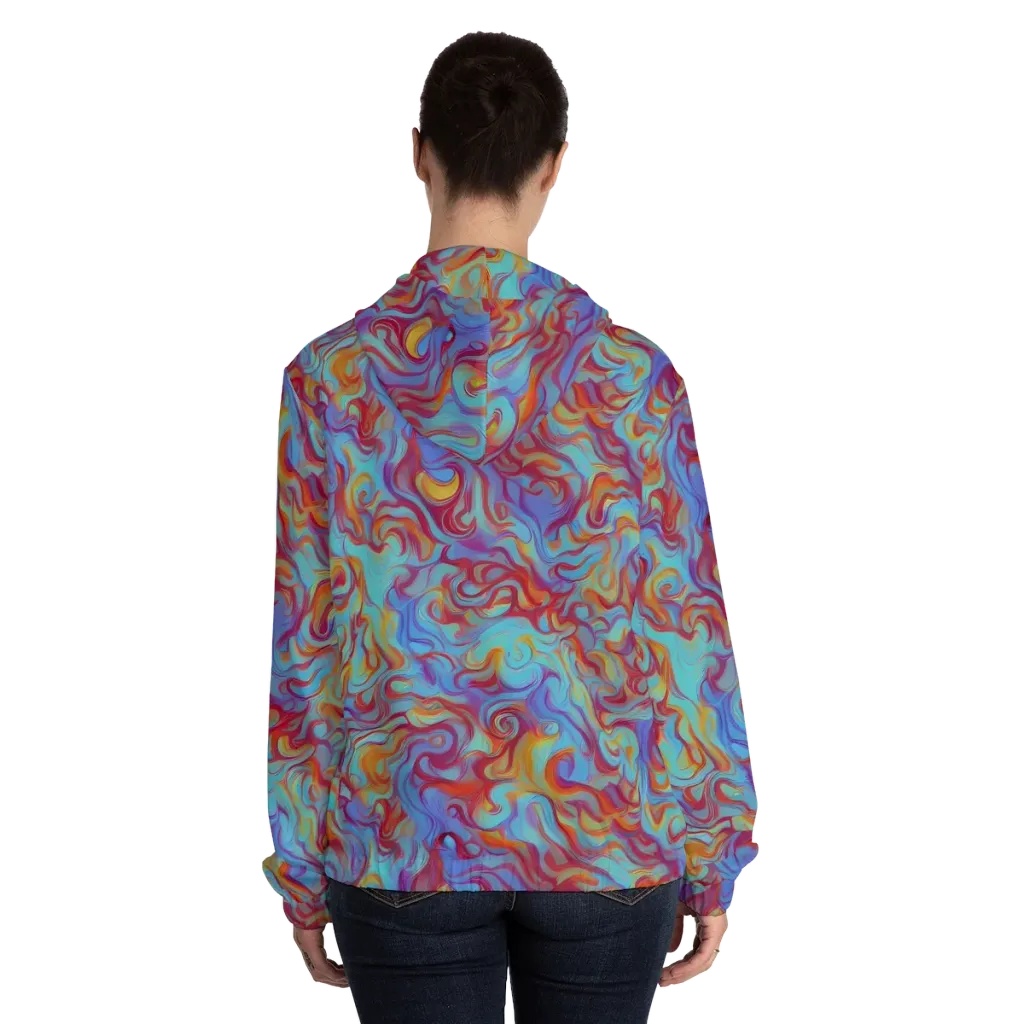 Aqua Rapture on Women's Full-Zip Hoodie — Back On Person