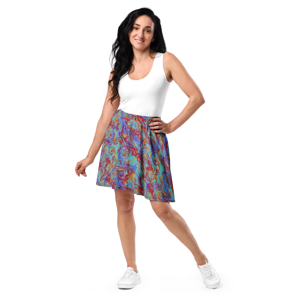 Aqua Rapture on Skater Skirt — Front