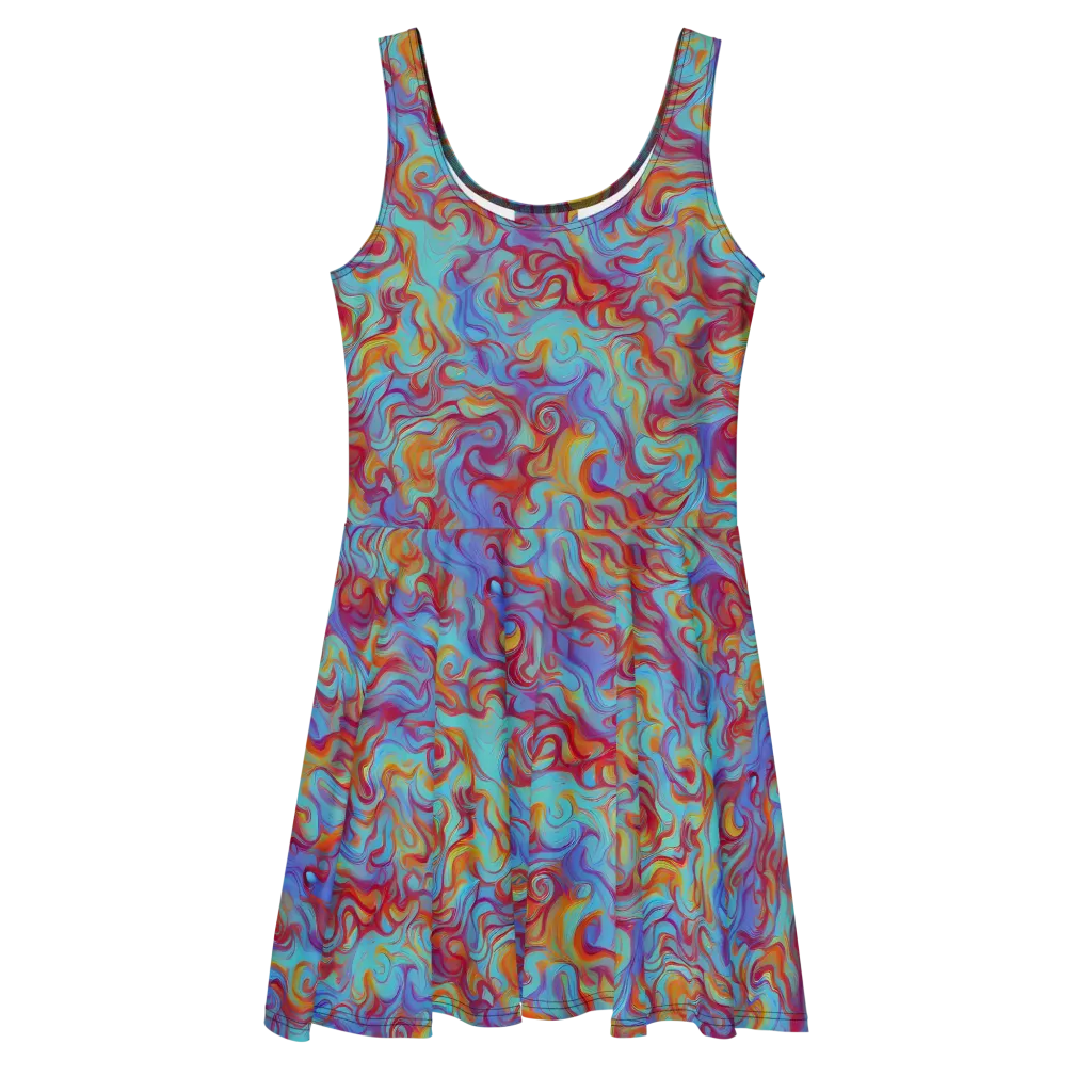 Aqua Rapture on Skater Dress — Front